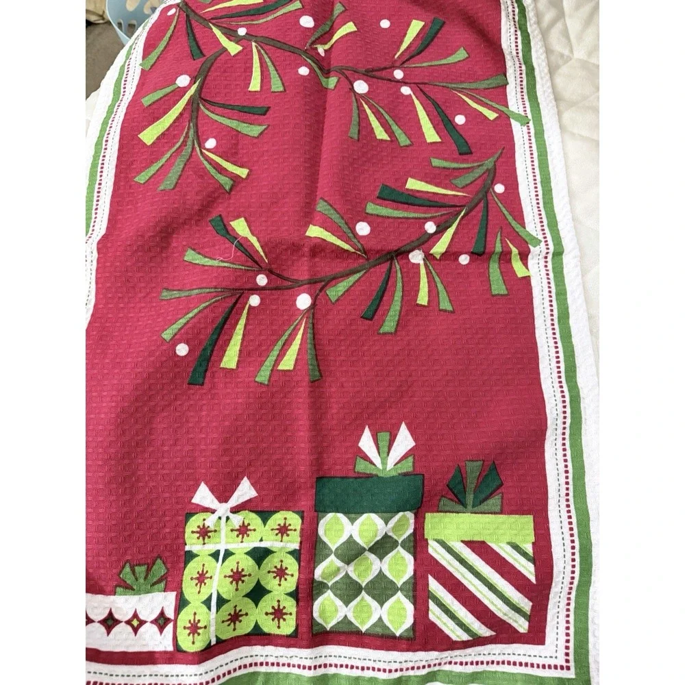 Set Of 2 Christmas Dish Cloth Tea Towel  100% Cotton